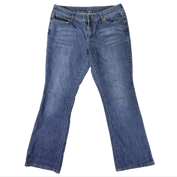 Michael Kors Bootcut Med Wash Faded Jeans With Metal Embellished Pockets Sz 10 - Picture 1 of 14